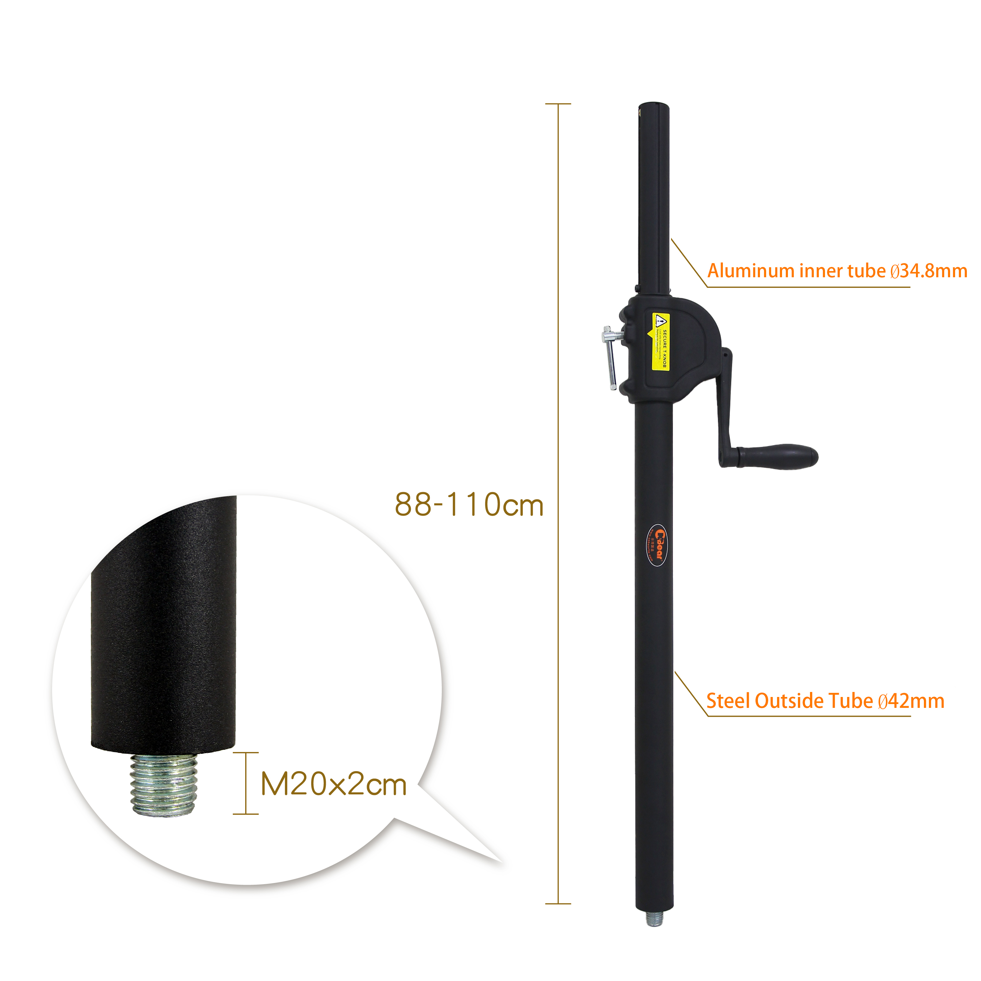 WP-164B-3 Hand Crank Speaker Stand