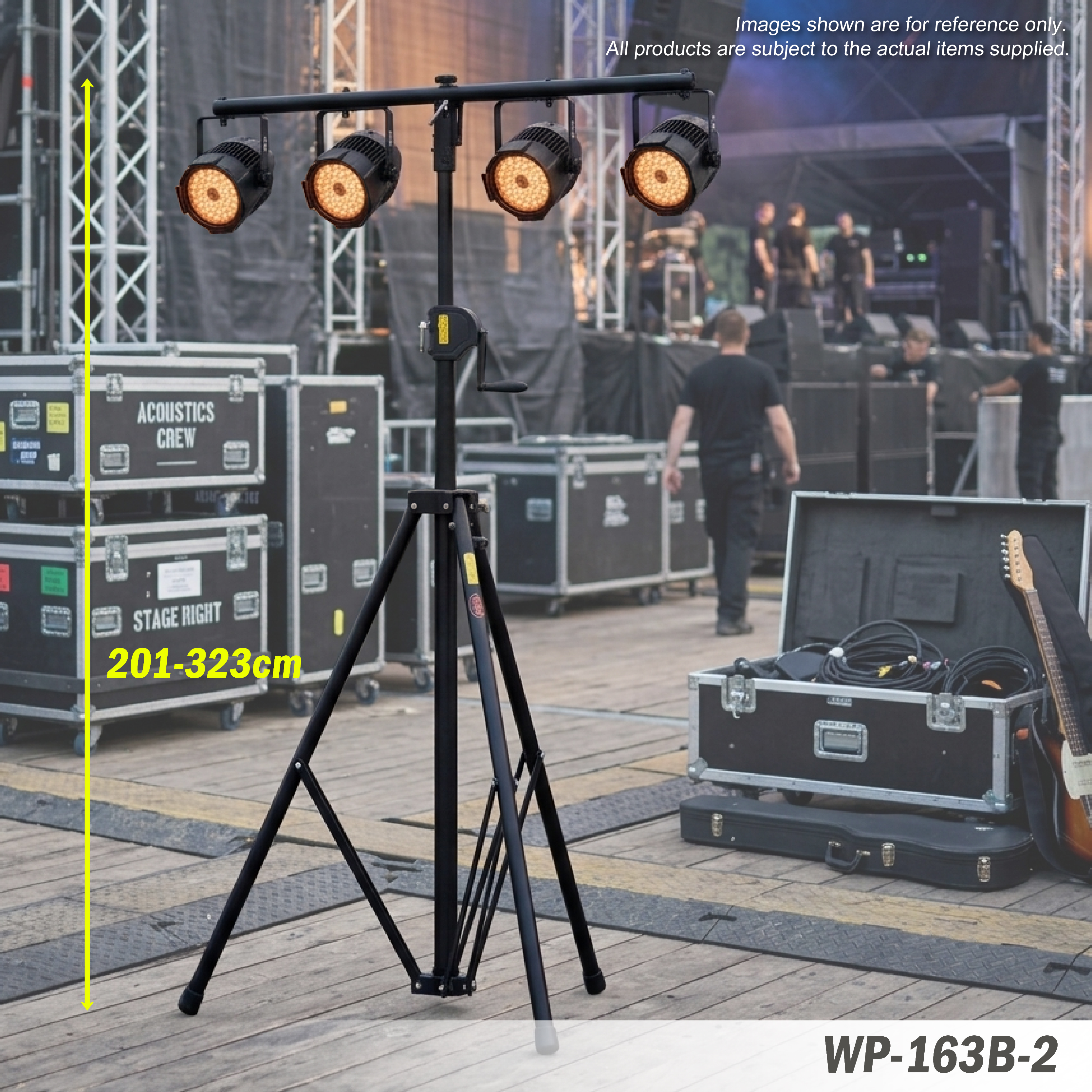 Soporte de luz con manivela wp-163b-2 con barra en T