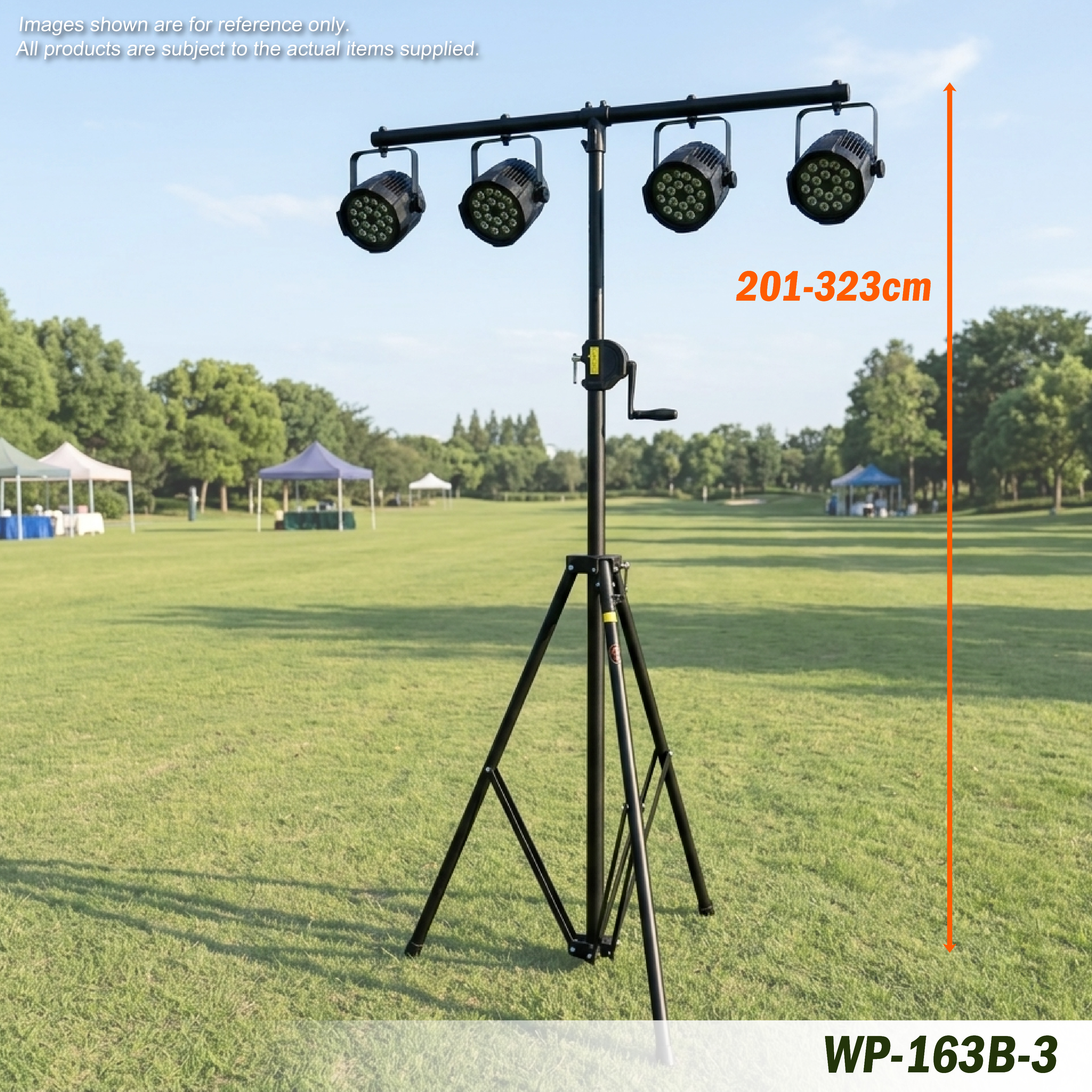 Soporte de luz con manivela wp-163b-3 con barra en T