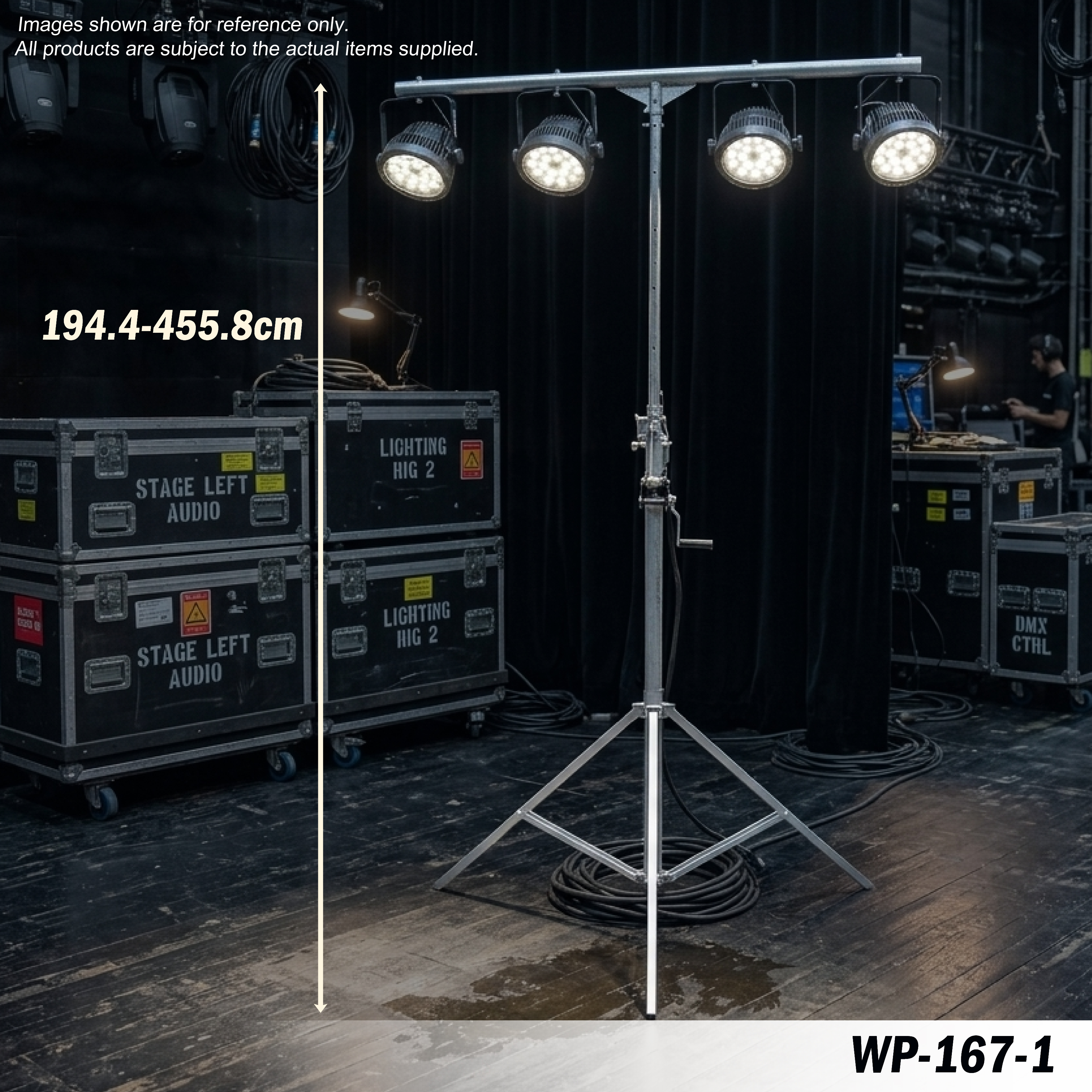 wp-167-1 Soporte de iluminación con barra en T de 15 pies y 4,5 m con mecanismo de cuerda