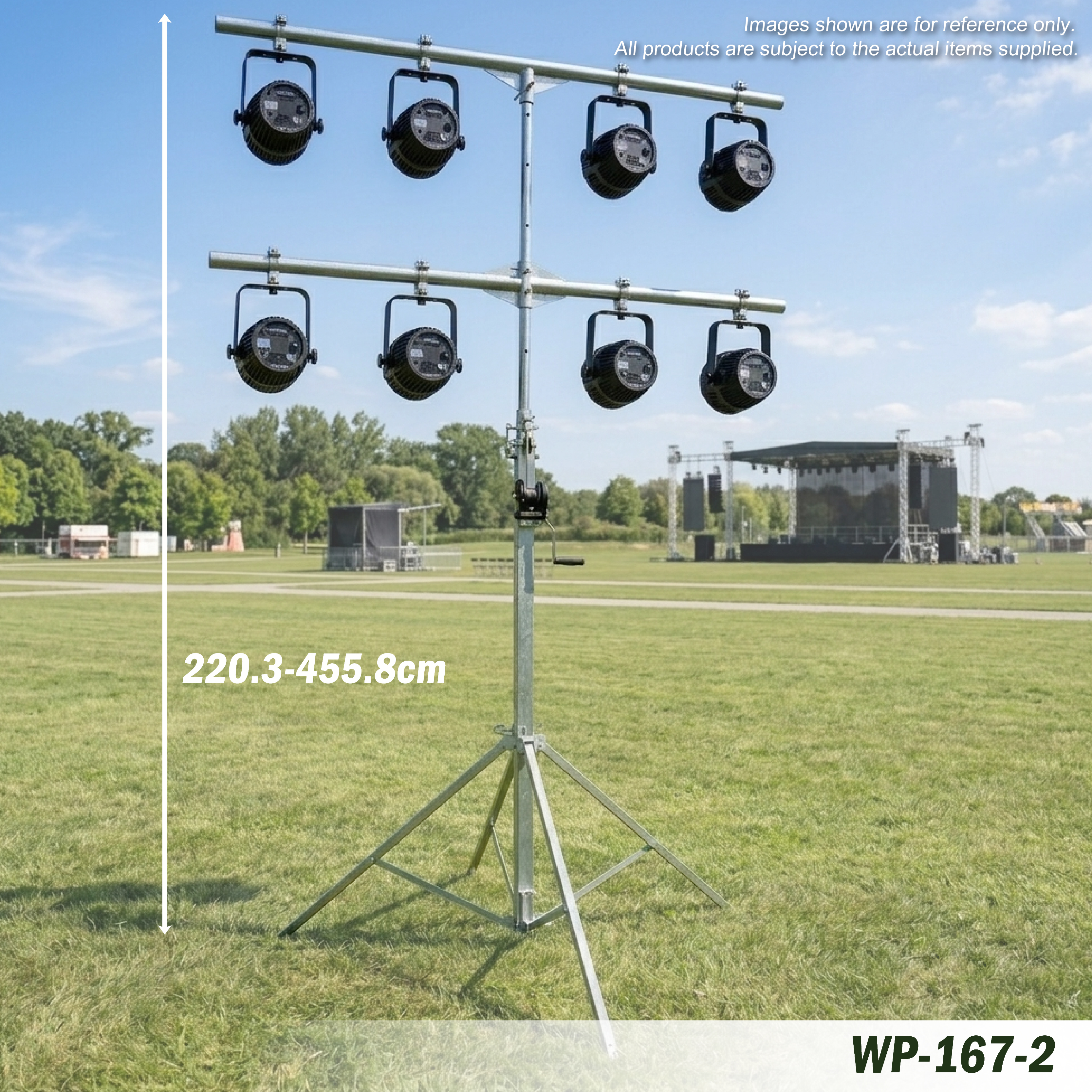 Soporte de iluminación con doble barra en T y cuerda de 4,5 m y 15 pies wp-167-2
