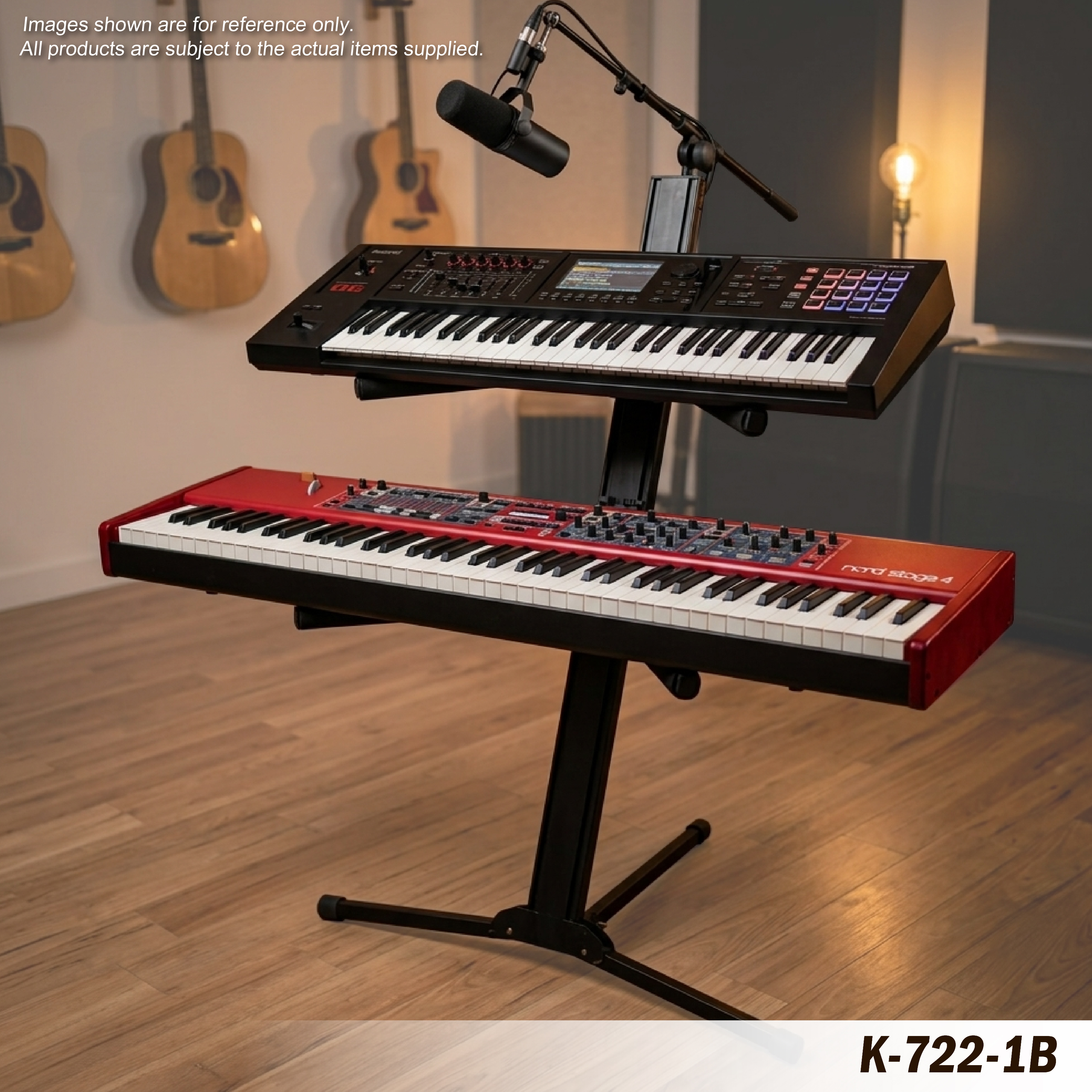 K-722-1B Column-style Keyboard Stand for 2 keyboards (alum)