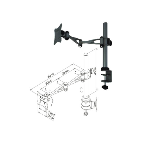 LCD-17-2 桌夾式雙節手臂電視架